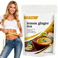 Thé minceur au citron et au gingembre en sachets, détoxifiant, 28 jours, en gros, pour la santé digestive