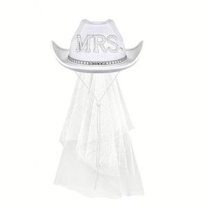 Sombreros de Vaquero para Parejas, Accesorios para Bodas con Temática Country, Sombreros de Novia Blancos - Product Image 4