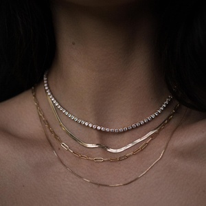 14k <strong>Gold</strong> Vermeil White <strong>Sapphire</strong> Tennis <strong>Necklace</strong> Fashion Jewelry Fine <strong>Necklaces</strong> for Women Anti Tarnish S925 Silver <strong>Necklaces</strong> - Product Image 5