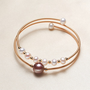 9-10mm Natural Freshwater <strong>Edson</strong> Pearl Adjustable Cuff Opening Bracelet for Women Gift