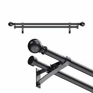 Tringle à rideaux double robuste DaiRui, réglable de 18 à 144 pouces, noir mat, avec supports pour panneaux occultants - Product Image 3
