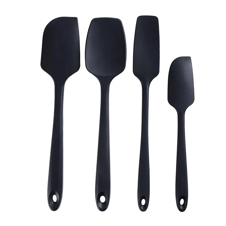 New arrival Durable Stainless Steel Core Non-Stick Kitchen Baking Tools Black Silicone Spatula set