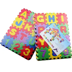 Tapis de Puzzle Alphabet Anglais Dessin Animé en Mousse EVA pour Enfant, Tapis Alphanumérique, 36 Pièces