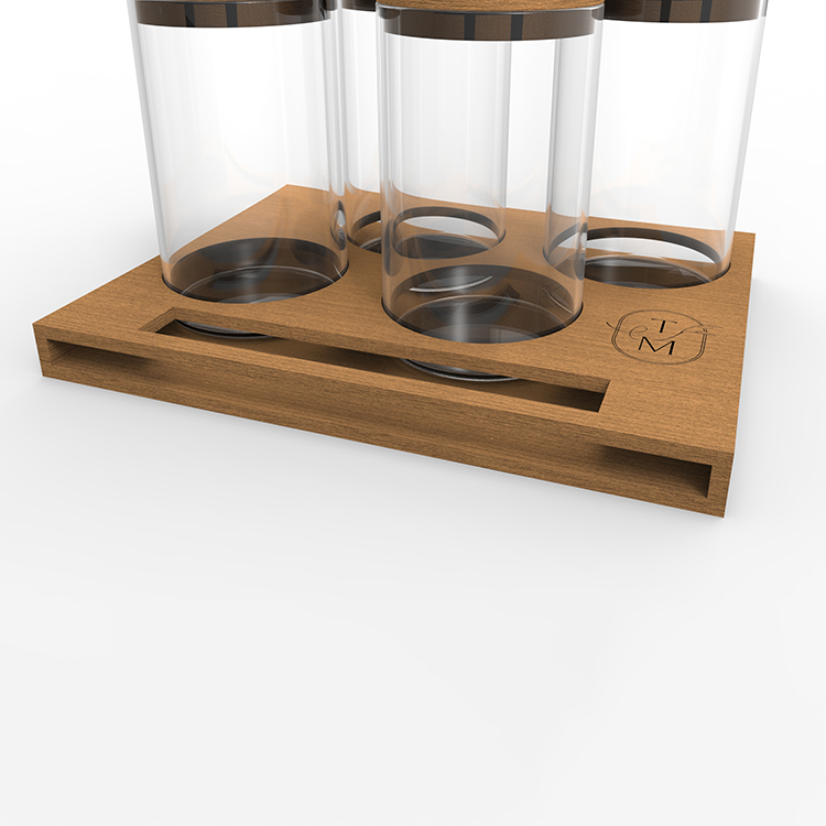 Hot Selling Customized Tea Jar Display Stand Wooden Bamboo Display Rack With Laser Engraved Logo — view 4