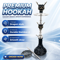 Chichas Maklaud en acier inoxydable effet miroir, best-seller russe, motif dragon, coffret cadeau arabe, Chicha Huka Narghile