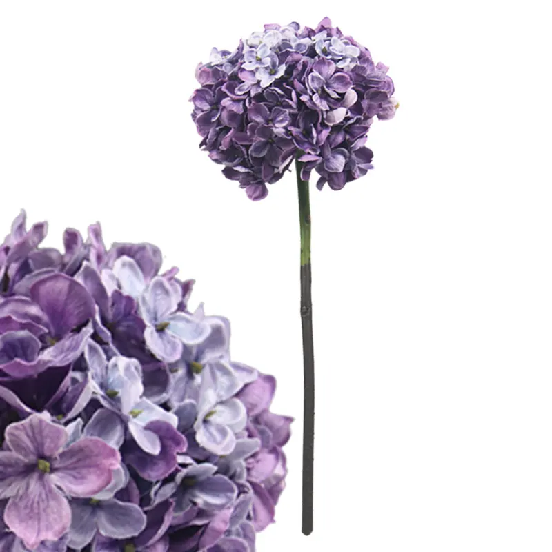 2022 top quality large hydrangeas flower for wedding autumn color artificial flowers single purple hydrangea