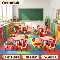 Ensemble table et chaise en bois ergonomique réglable en hauteur de qualité E1 pour enfants, idéal pour les maternelles (conforme aux normes ISO)