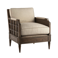 Amerikanischer Landhausstil Massivholzrahmen Quadratisches Stoffsofa Baumwoll-Leinen Wohnzimmer-Set Rustikal Komfortabel und Stilvoll