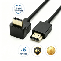 Câble vidéo UHD à triple blindage en PVC plaqué or haute vitesse 18 Gbps 4K 60 Hz avec coudes gauche/droite/haut/bas pour moniteur HDTV