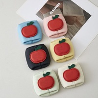 Porte-monnaie de luxe en cuir véritable pour Apple, mini pochette mignonne en forme de fruit, pochette de rangement pour bijoux, porte-clés, breloque de sac, cadeau unisexe avec bouton-pression