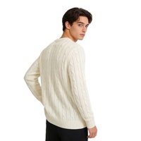 Pull-over en laine mélangée tricoté pour homme, col montant, logo frontal, épais, chaud, anti-boulochage, 460g, manches longues, motif cheval
