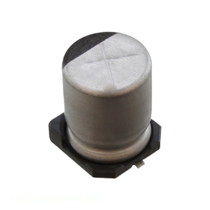 Condensador de Aluminio UUX2A220MNL6GS de Montaje Superficial, 22uF, 20%, 100V, SMD, 22 uF, Canal del Fabricante - Product Image 1