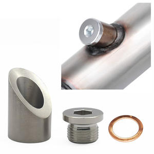Nouveau Kit soudé de capteur d'oxygène en acier M18x1.5 avec bouchon de bonde en fer 45 degrés courbe écrou cranté cuivre <span class=keywords><strong>rondelle</strong></span> combinaison sac emballé - Product Image 6