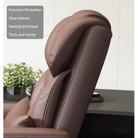 Chaise de bureau de direction à dossier haut en cuir PU avec inclinaison à 135° °   Fauteuil de direction ergonomique pivotant avec repose-pieds inclinable et rétractable, avec roulettes
