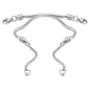 Wholesale Custom Fashion Ladies <strong>Bracelet</strong> Stainless Steel Heart <strong>Charm</strong> Snake Chain <strong>Bracelet</strong> for DIY Jewelry Women Girls - Product Image 3