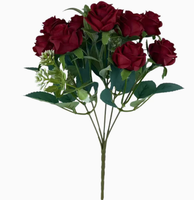 Bouquet de roses artificielles réalistes en plastique de style européen, idéal pour la décoration de mariages et les fournitures décoratives - Vente chaude