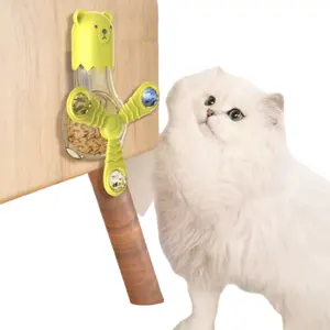 Molino de viento con fugas de comida, juguete interactivo para gatos, plato giratorio para gatos, hierba gatera, dispositivo de fuga de alimentos, alimentador de rompecabezas para gatos