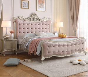 Modern Home Furniture Bedroom Set <b>Storage</b> Multi Functional <b>Double</b> King Size Wooden Pink Cute Canopy <b>Beds</b> - Product Image 5