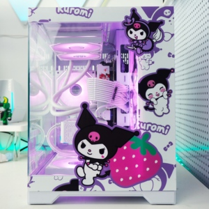 Boîtier de jeu Micro ATX sur le thème de Kuromi - Tour moyenne en alliage d'aluminium avec fenêtre latérale, compatible avec Mini-ITX/Ordinateur de bureau - Product Image 5