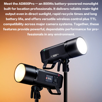 Godox AD800Pro 800Ws All-in-One Outdoor-Blitzgerät mit 0,01-1,5s Recyclingzeit 40W Bi-Color-Lampe für Kamera-Studio-Blitz