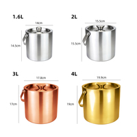 Seau à glace isotherme en acier inoxydable à double paroi 3L, anti-condensation, pour champagne, cocktails, bar, hôtel, restauration