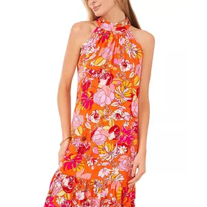 도매 최신 디자인 긴 짠 사용자 정의 여성 여름 비치 드레스 로고
