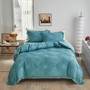 ปลอกผ้านวมสี<span class=keywords><strong>ขาว</strong></span>ไมโครไฟเบอร์พู่ประดับพู่ขนาดคิงไซส์3ชิ้น,ชุดผ้านวมคลุมเตียงสไตล์โบฮีเมียนปักลายแบบแชบบี้ชิคๆ - Product Image 3