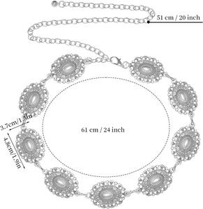 Western Oval Concho <b>Chain</b> <b>Belt</b> For Women Metal Waist <b>Chain</b> <b>Belt</b> For Dresses Jeans Western Cowgirl - Product Image 2