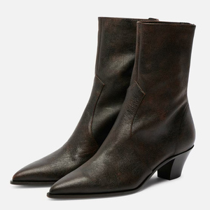 Women's Medium Square Heels Ankles <b>Boots</b> Wide Feet Big Size 45 Shoes Pointed Toe Back Zipper Solid Short Booties - Product Image 4