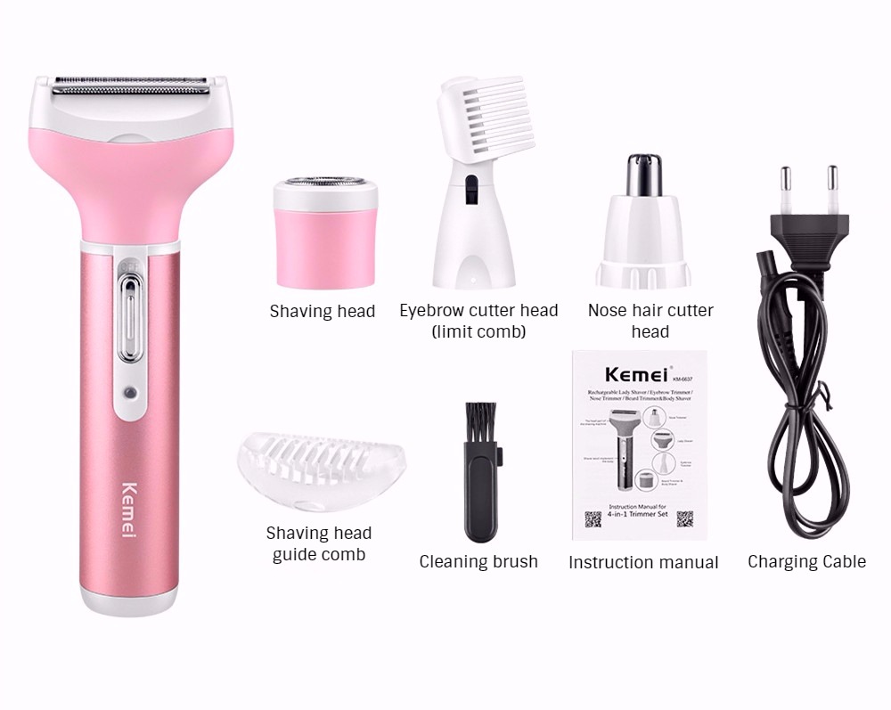 Перезаряжаемый профессиональный электрический эпилятор Z1720 4 в 1, многофункциональная Женская бритва, электрическая бритва для женщин