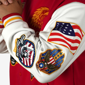 Áo khoác nam varsity size lớn, may vá, nhiều màu sắc, tay dài, in logo tùy chỉnh, sản xuất số lượng lớn - Product Image 3