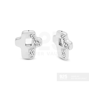 Precios Razonables: Colgante de Cruz Plateado con Textura Dividida y Recorte Cuadrado Central de Plata 925 para Mujer, de 925 Silver Vault - Product Image 2
