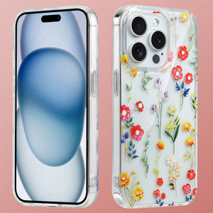 Coque de téléphone portable en TPU souple avec motif personnalisé, impression UV florale pour iPhone 15 14 Pro Max, coque arrière antichoc, coque florale - Product Image 2