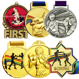 Médailles et trophées de football, boxe, BJJ, basketball, kickboxing en alliage de zinc plaqué or 3D personnalisés avec conception gratuite, 65 mm, 3 mm - Product Image 4