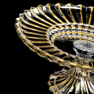 Luxus Goldline gemalt Footed Glass Obst teller für zu Hause Hochzeit Geschirr Dekor