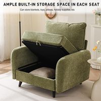 Fauteuil d'appoint moderne du milieu du siècle avec accoudoirs, rangement en mousse, confortable pour salon, 2 coussins décoratifs, design ergonomique, pieds coniques