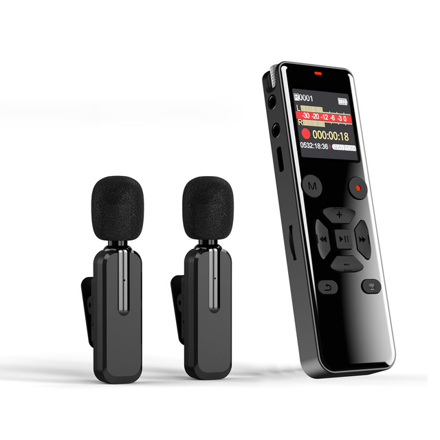 8GB Handheld Flash Drive Digital Voice Recorder with Wireless Microphone & Mp3 Player Long Distance Dictaphone for Kids