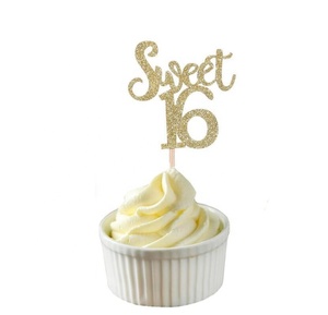 Oro Argento 16th Festa di Compleanno Temi Con Strass Decorazione Anniversario Forniture Decorazione di Una <span class=keywords><strong>Torta</strong></span> Dolce 16 Cake Topper - Product Image 2