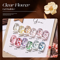 JTING Nouveau Gel de Construction Transparent Effet Fleur 12 Couleurs Sans HEMA/TPO Gel Dur pour Extension et Renforcement des Ongles
