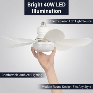 Ventilateur de plafond LED blanc 20,5 pouces 40W avec télécommande, 6 pales, intensité variable, design moderne pour salon - Product Image 2