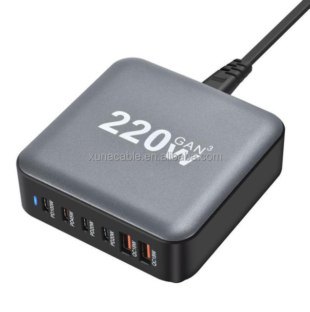 220W Desktop PD Charger 220W GAN Multi Port PD Adapter Cross Border New PD Desktop Charger