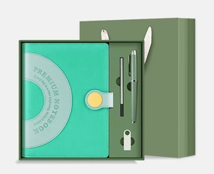 Mint Green <b>Notebook</b> and Pen Gift Set with Round Buckle Cover for Corporate Branding and Wholesale Orders - Product Image 1