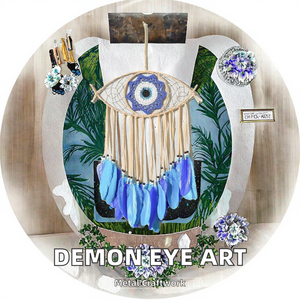 Atrapasueños de Ojo de Demonio Hecho a Mano, Decoración Moderna para el Hogar, Arte de Pared Metálico con Cuerda, Decoración de Pared Art Deco - Product Image 2