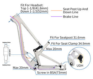 Cadre VTT 29er Suspension Complète Max 2.4 Pneu Queue Souple Cadre VTT 148x12mm Boost UDH Cintre Cadre VTT en Fiber de Carbone - Product Image 5