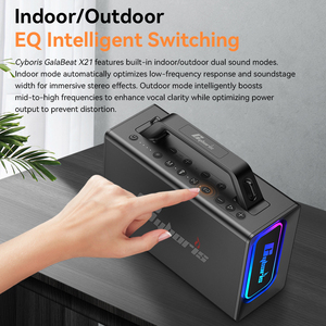 デュアルUHFワイヤレスマイクと振動RGBライト内蔵ミキサー付きCyboris-X21ポータブル200Wカラオケパーティーマシン - Product Image 6
