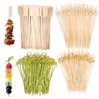 Brochettes et pics à cocktail biodégradables en bambou non enduit, 100 pièces, pour apéritifs et fêtes barbecue