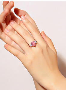 ファインジュエリー8aジルコン梨ドロップダイヤモンドリング925スターリングシルバーピンク婚約結婚指輪 - Product Image 4