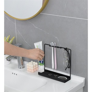 Household Bathroom Toothbrush Rack Holder Zinc Alloy Corner Countertop Modern Design Eco-Friendly Punch-Free Installation - Product Image 3