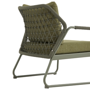 Ensemble <span class=keywords><strong>de</strong></span> salon <span class=keywords><strong>de</strong></span> jardin moderne AJUNION 3 pièces en aluminium <span class=keywords><strong>vert</strong></span> sauge et corde tressée en polyester, 2 chaises et 1 <span class=keywords><strong>table</strong></span> <span class=keywords><strong>d</strong></span>'appoint - Product Image 2