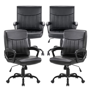 เก้าอี้สำนักงานดีไซน์ทันสมัย ปรับตามหลักสรีรศาสตร์ หุ้มหนัง หมุนได้ เหมาะสำหรับพนักงาน ประชุม ผู้บริหาร พร้อมล้อเลื่อน ชุด 2 ตัว - Product Image 1